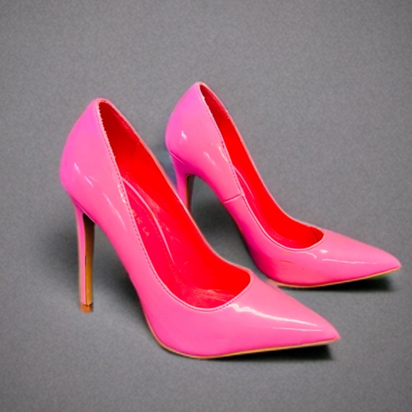 Hot Pink Patent Leather Stiletto Heels – Size 6.5 - Picture 1 of 3